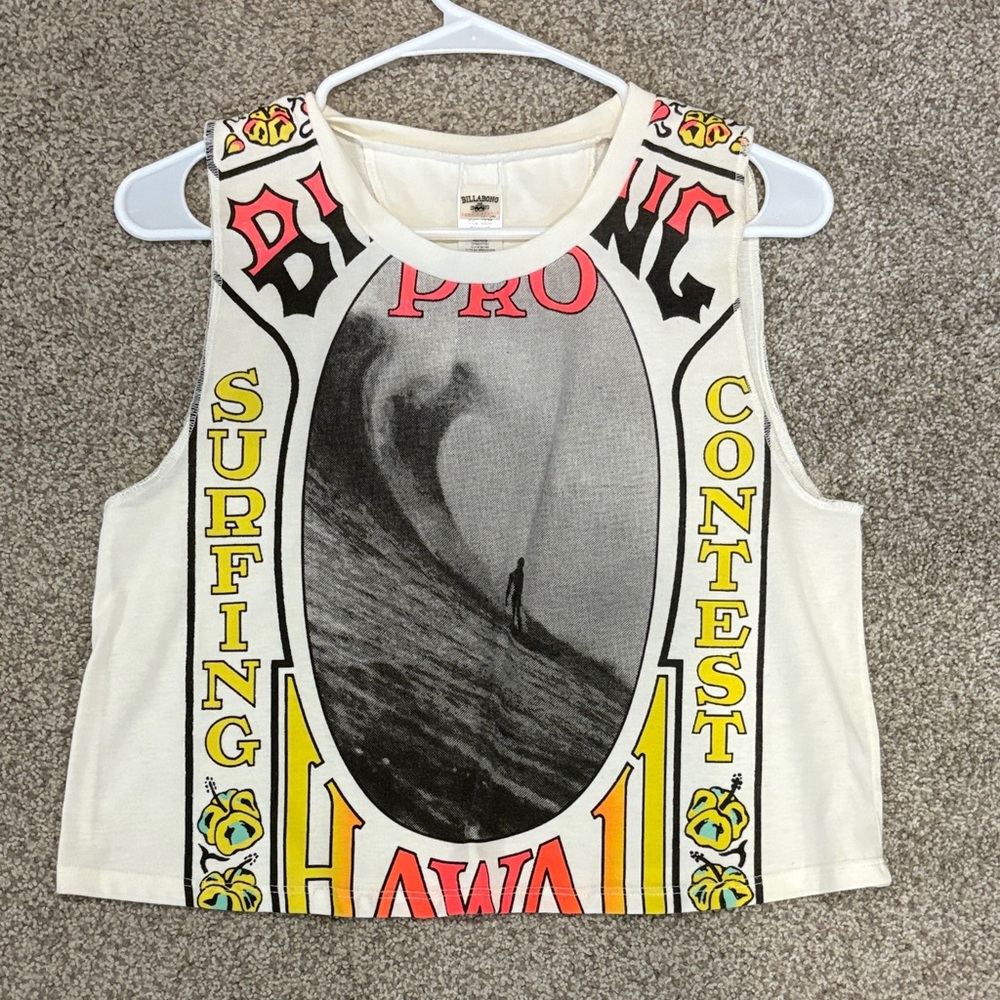 Billabong White Surfing Contest Tank Top